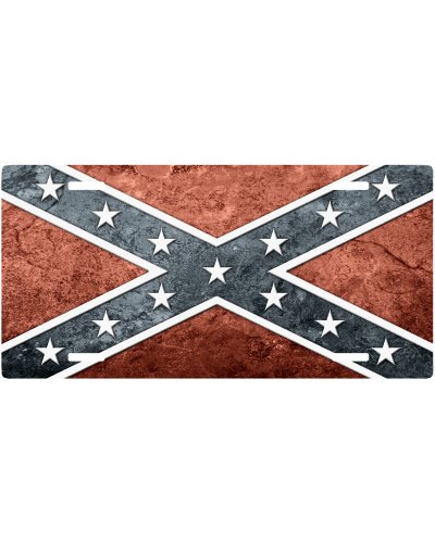 Stucco Confederate Battle Flag car tag
